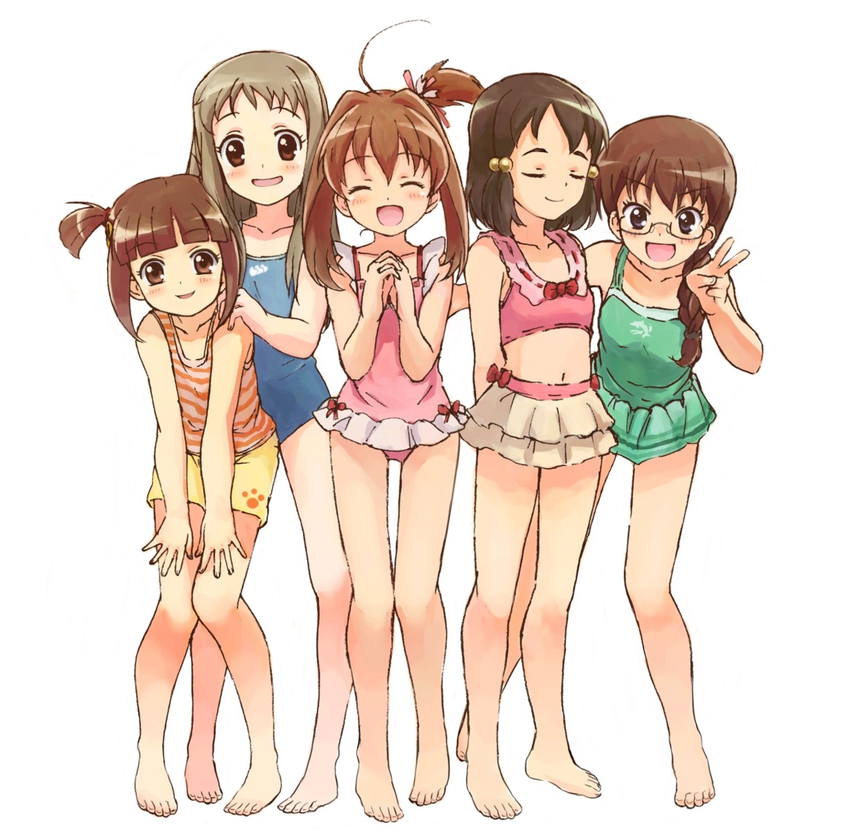 bikini hinoki_shiho jewelpet jewelpet_twinkle megane nagura_mai nyama sakura_akari swimsuits tomoe_(jewelpet_twinkle) wataki_nanami