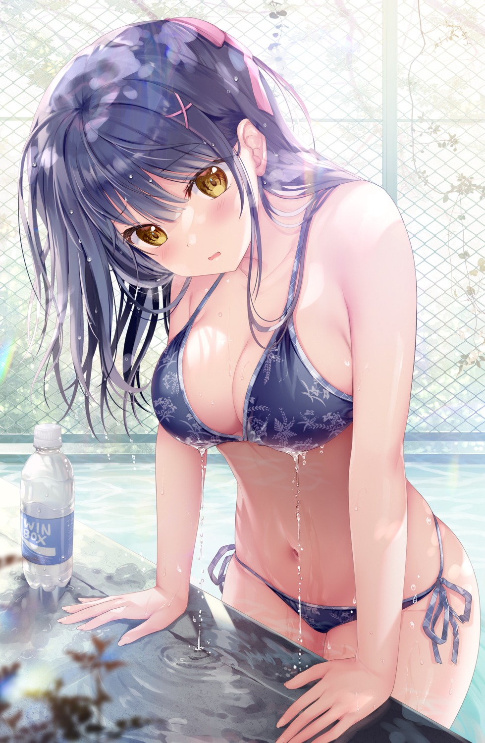 bikini cleavage nanami_yuuno swimsuits twinbox twinbox_school wet