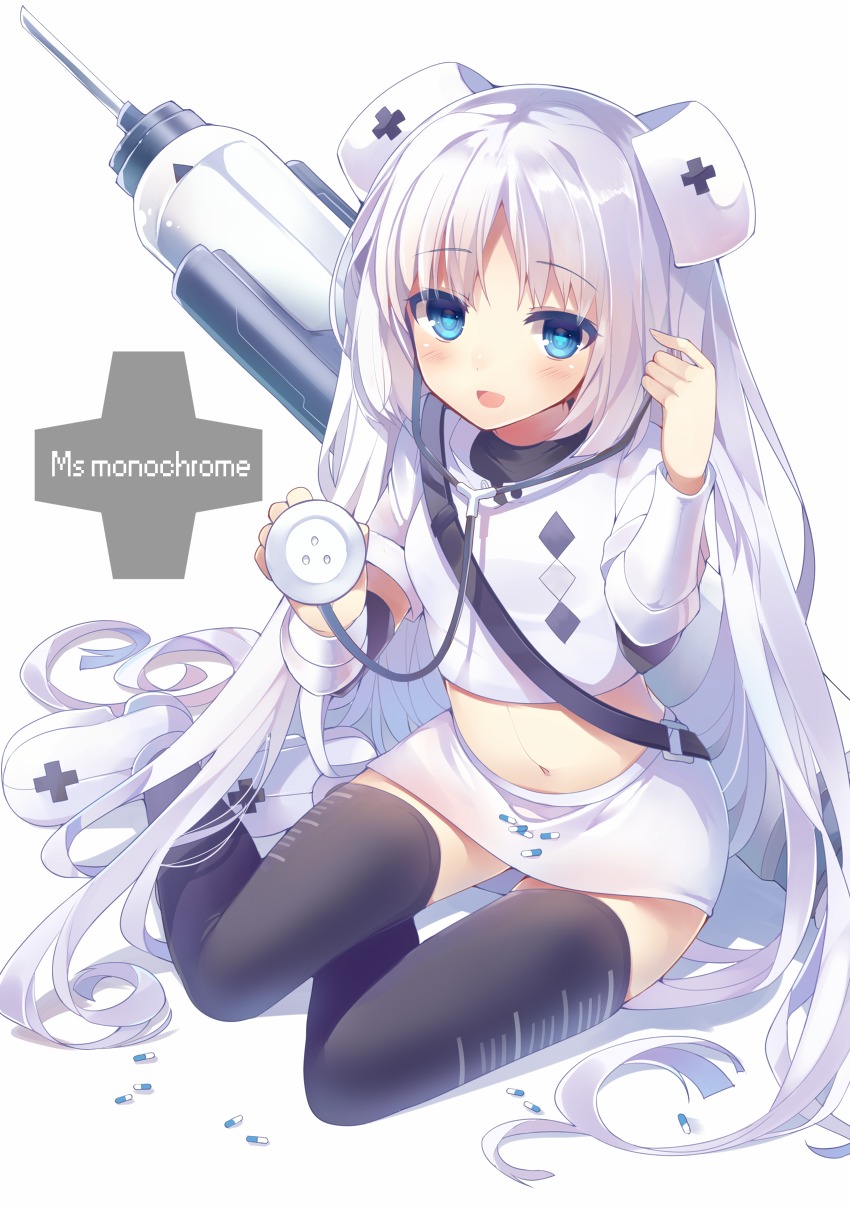 mishima_kurone miss_monochrome miss_monochrome_(character) nurse thighhighs