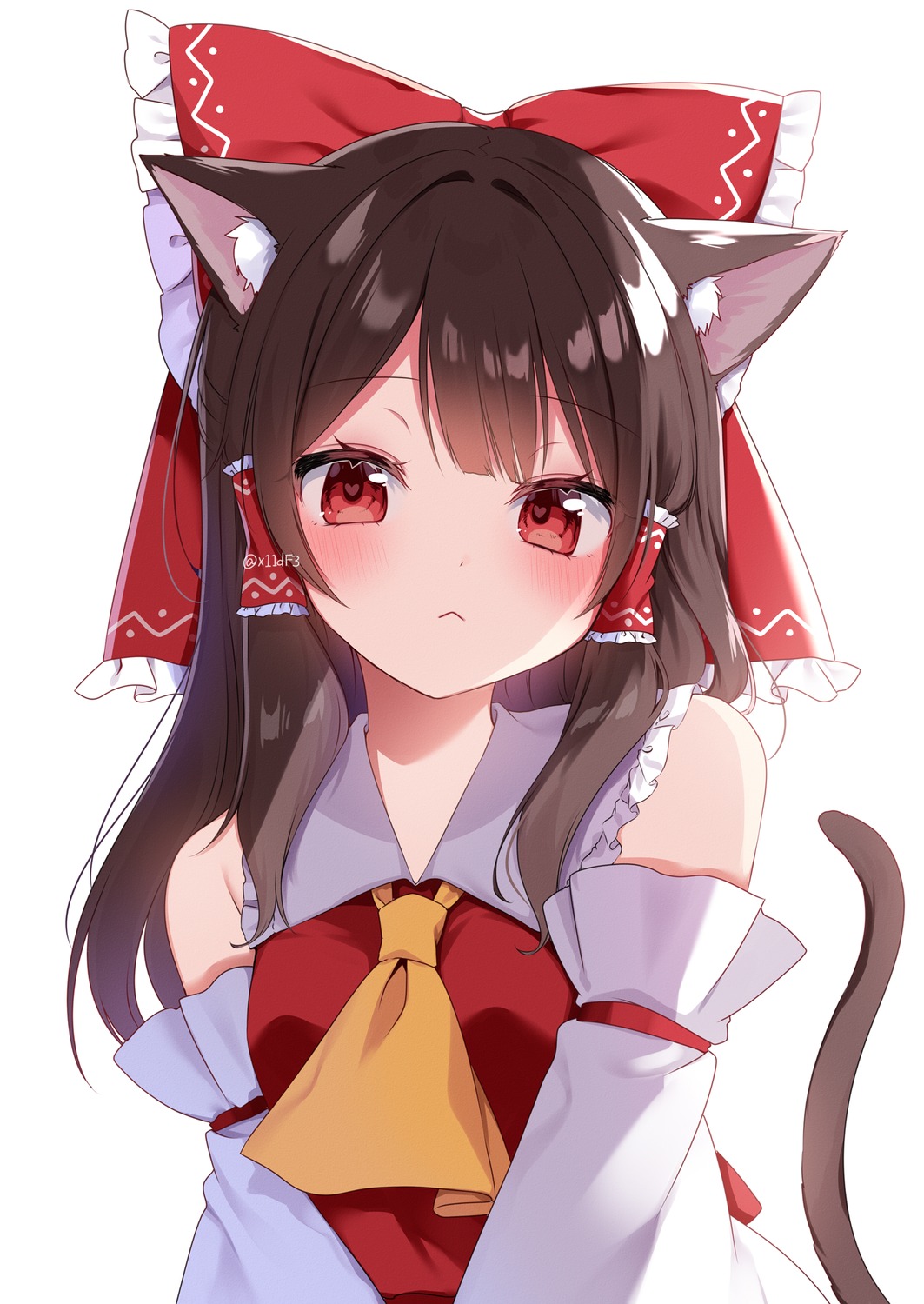 animal_ears hakurei_reimu miko nekomimi shinonome_asu tail touhou