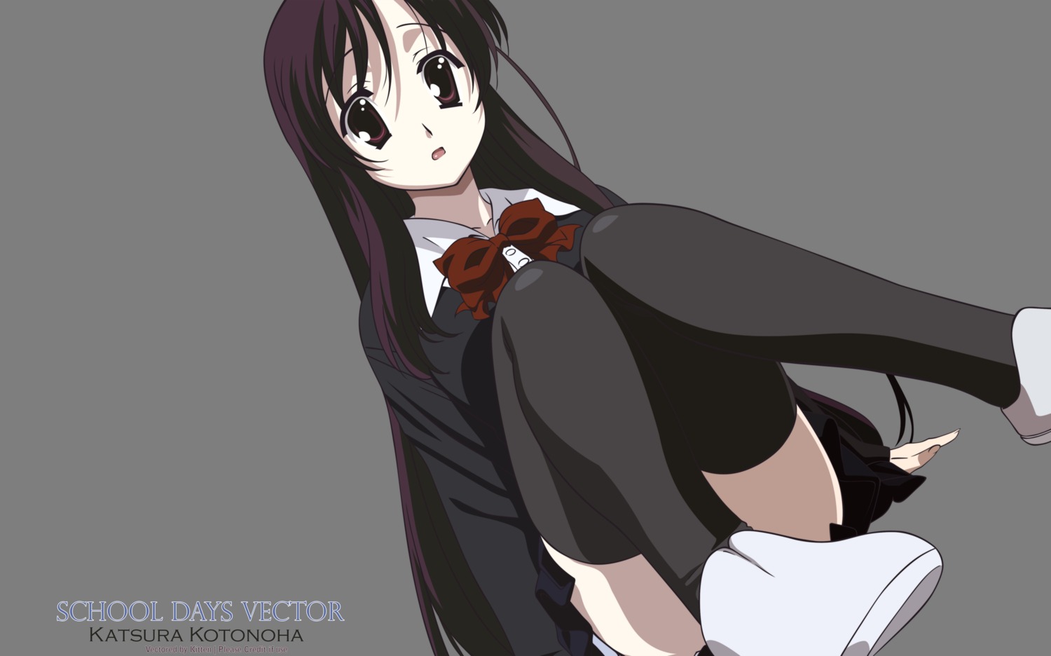 katsura_kotonoha school_days seifuku thighhighs transparent_png vector_trace watermark