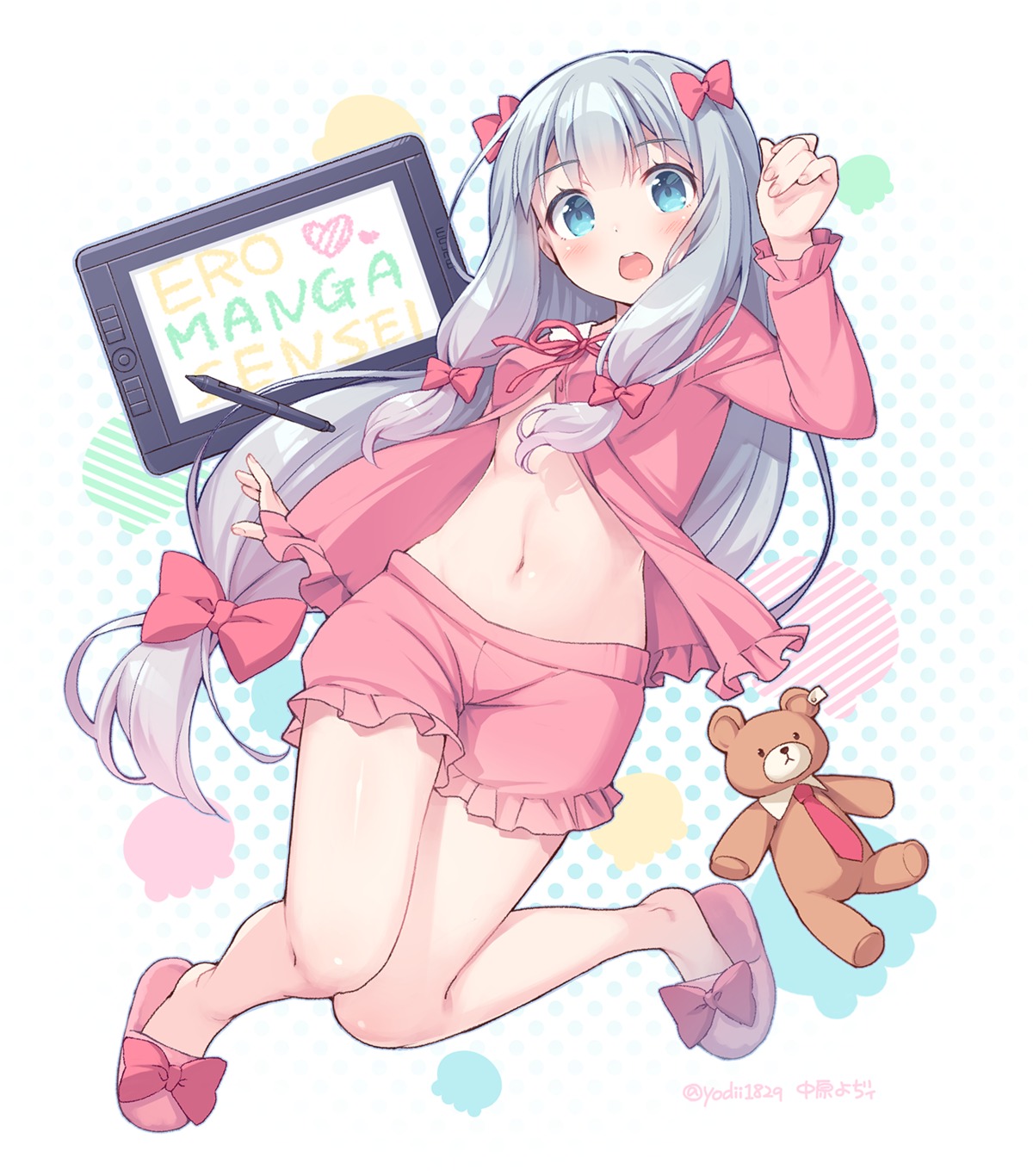 aliasing eromanga-sensei izumi_sagiri nakahara_yoshi open_shirt pajama