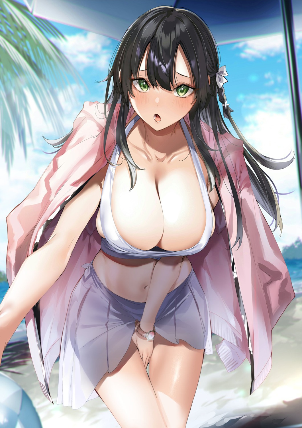 bikini_top hitotsuba_kaede kakao photoshop ryoushin_no_shakkin_wo_katagawari_shite_morau_jouken_wa_nihonichi_kawaii_joshikousei_to_issho_ni_kurasu_koto_deshita. see_through skirt_lift swimsuits