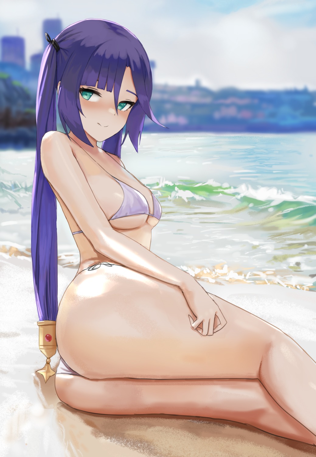 ass bikini dolri genshin_impact mona_megistus swimsuits thong