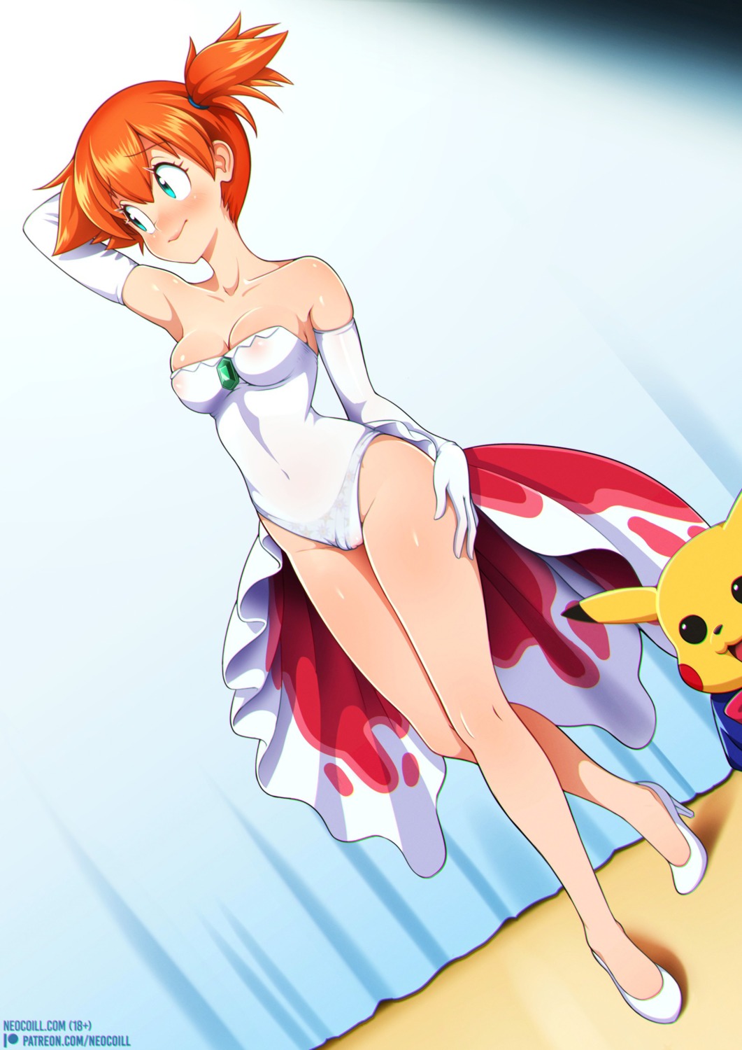 areola cameltoe heels kasumi_(pokemon) leotard neocoill pantsu pikachu pokemon pokemon_frlg pokemon_rgby see_through