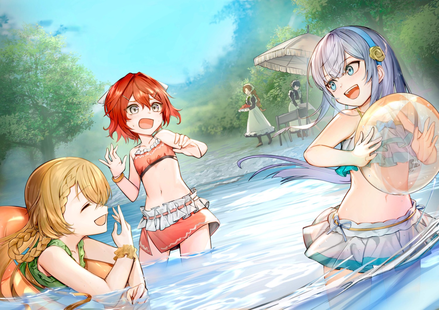 bikini bikini_top katana_canata kyouran_reijou_nia_liston maid nia_liston swimsuits wet