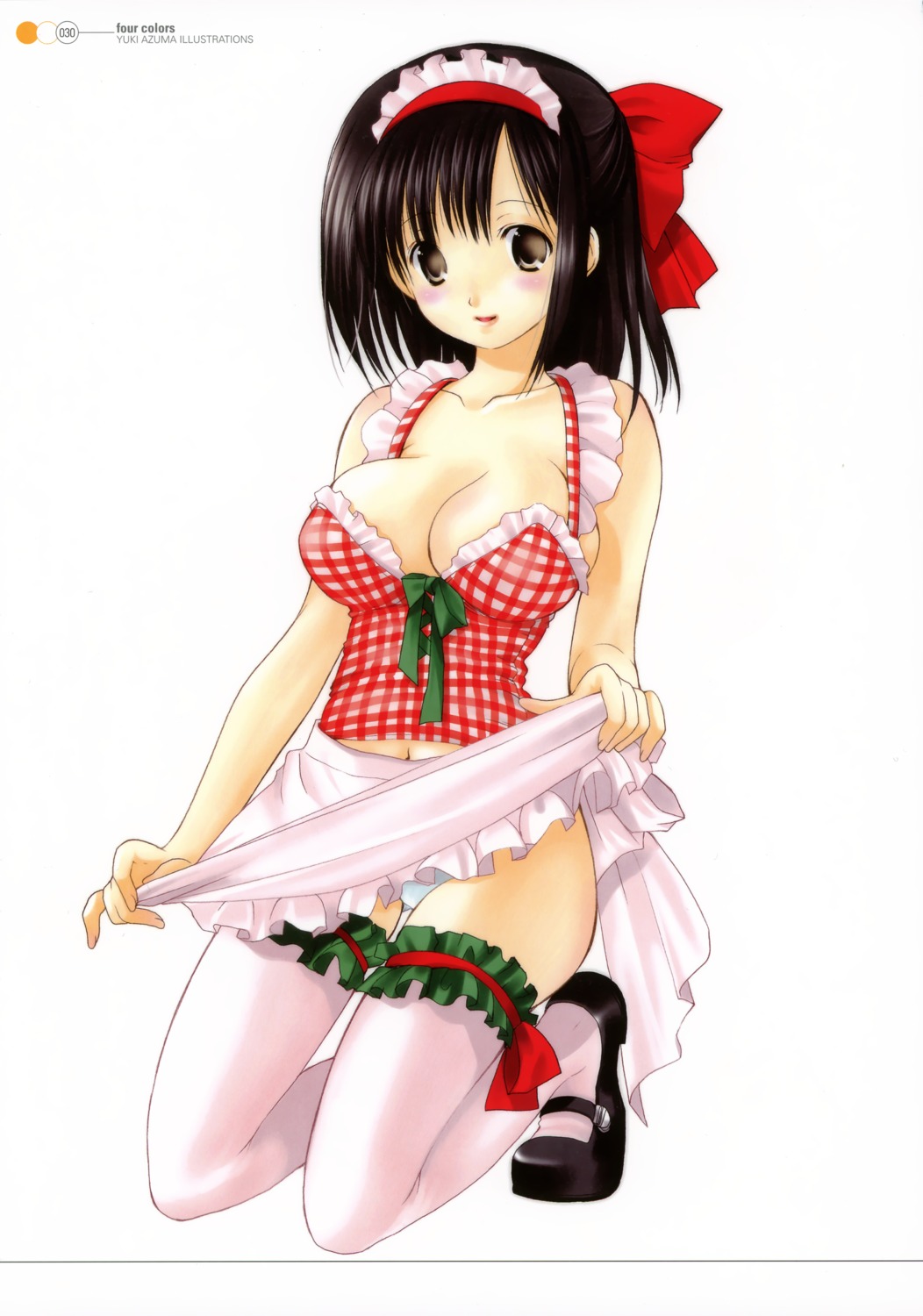 azuma_yuki cleavage garter pantsu skirt_lift thighhighs waitress