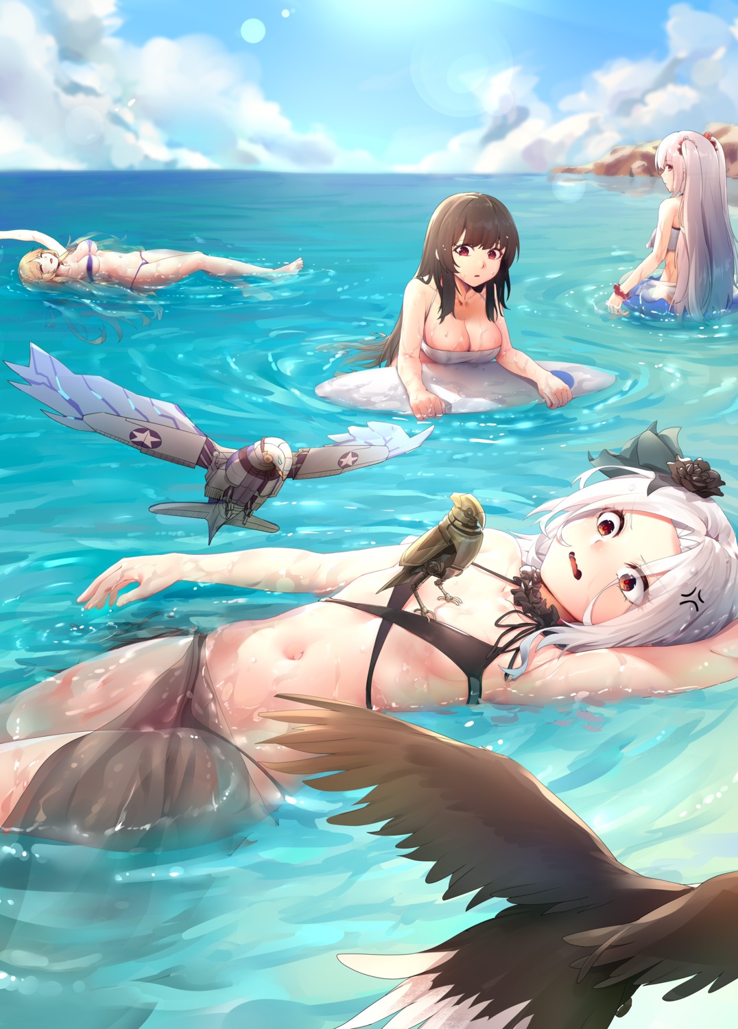 bikini mecha ray_(pixiv9514208) see_through swimsuits vittorio_veneto_(zhanjianshaonv) wet zhanjianshaonv