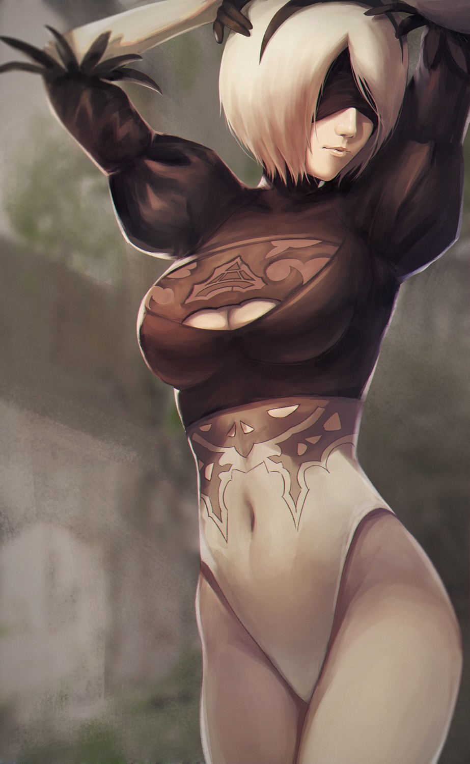 cleavage leotard nier nier_automata sauvignon yorha_no.2_type_b