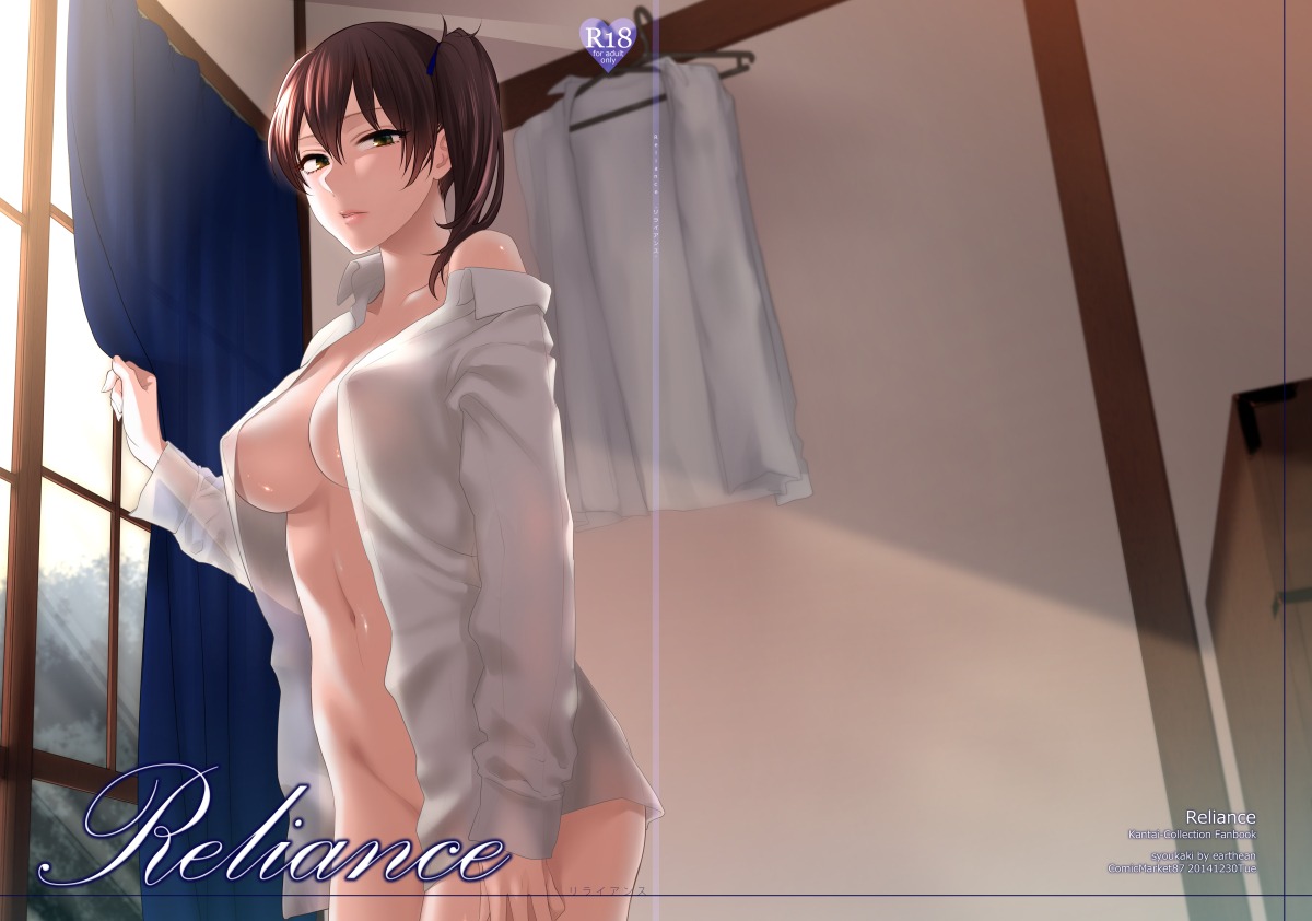 bottomless breasts erect_nipples kaga_(kancolle) kantai_collection no_bra open_shirt shoukaki