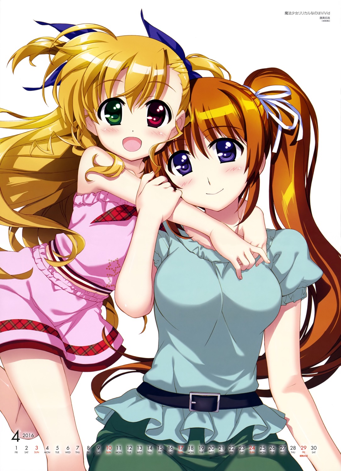 calendar fujima_takuya heterochromia mahou_shoujo_lyrical_nanoha mahou_shoujo_lyrical_nanoha_vivid takamachi_nanoha vivio