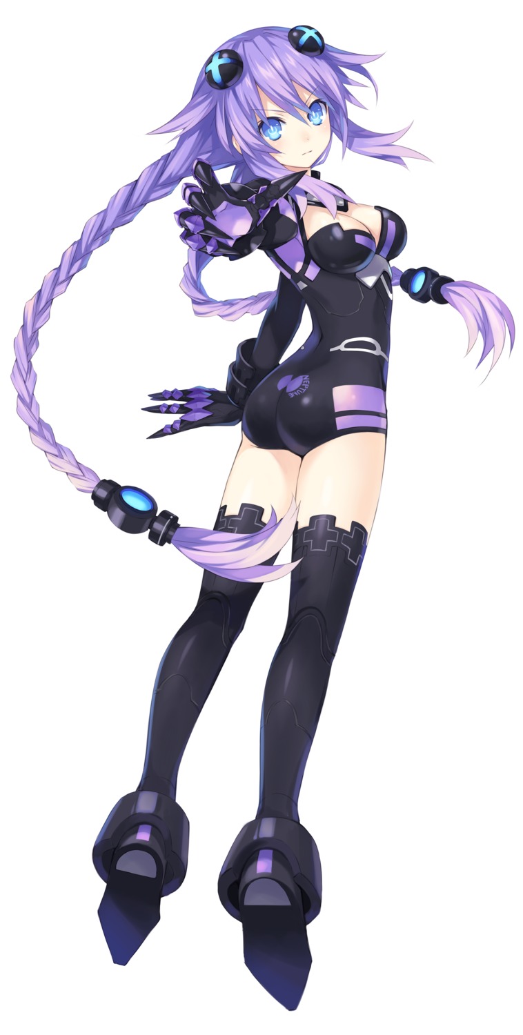 ass bodysuit choujigen_game_neptune cleavage purple_heart thighhighs tsunako