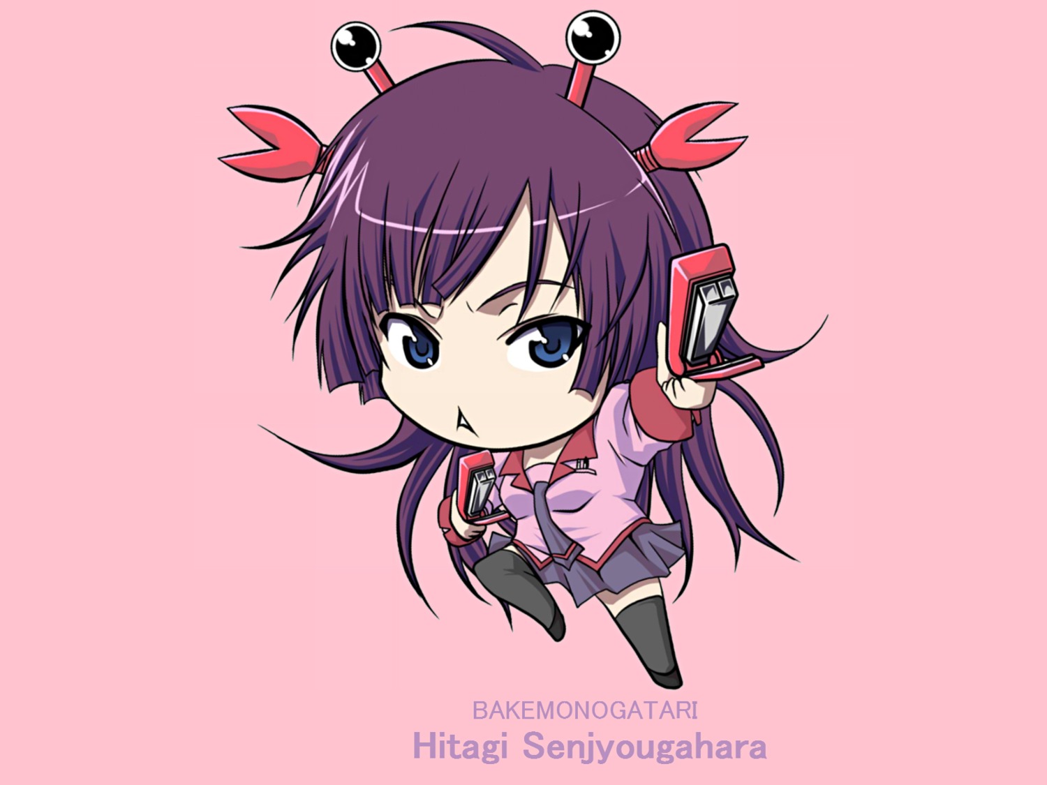 bakemonogatari chibi monogatari_(series) seifuku senjougahara_hitagi tagme wallpaper