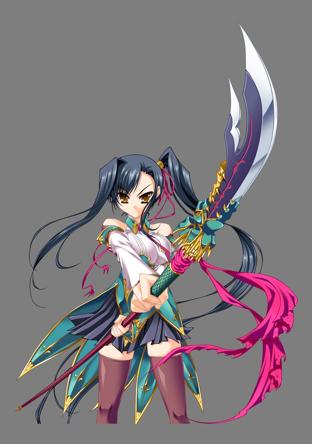 kanu koihime_musou thighhighs transparent_png vector_trace weapon