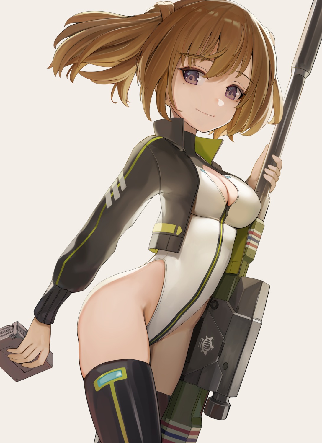 alice_gear_aegis cleavage gun leotard thighhighs