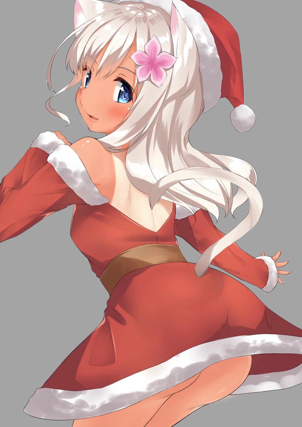 animal_ears ass christmas dress go-1 kantai_collection nopan ro-500 tail tan_lines transparent_png