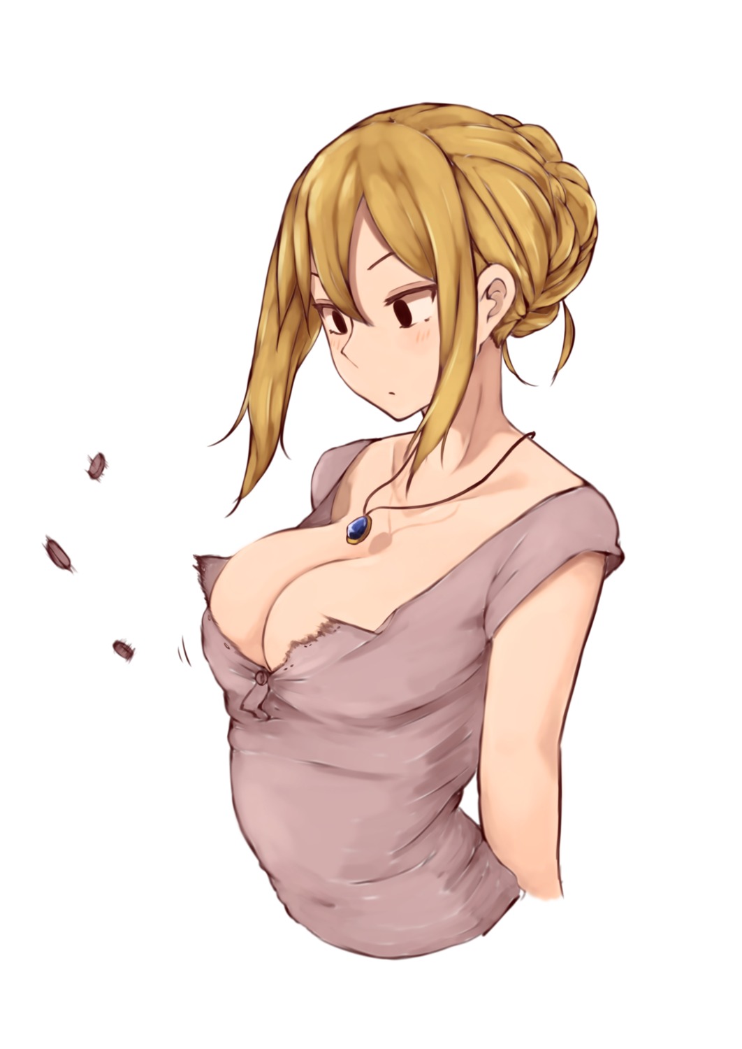 cleavage no_bra open_shirt rutchifu_(31_pacers) torn_clothes wardrobe_malfunction