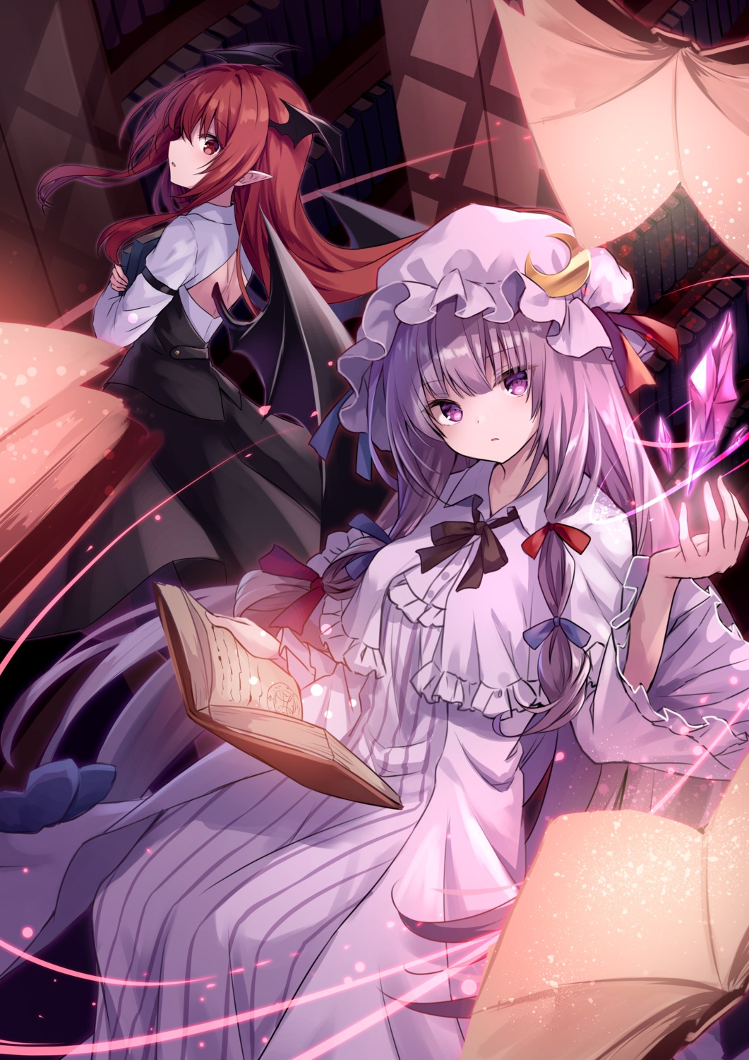 animal_ears dress koakuma kure~pu patchouli_knowledge pointy_ears tail touhou wings