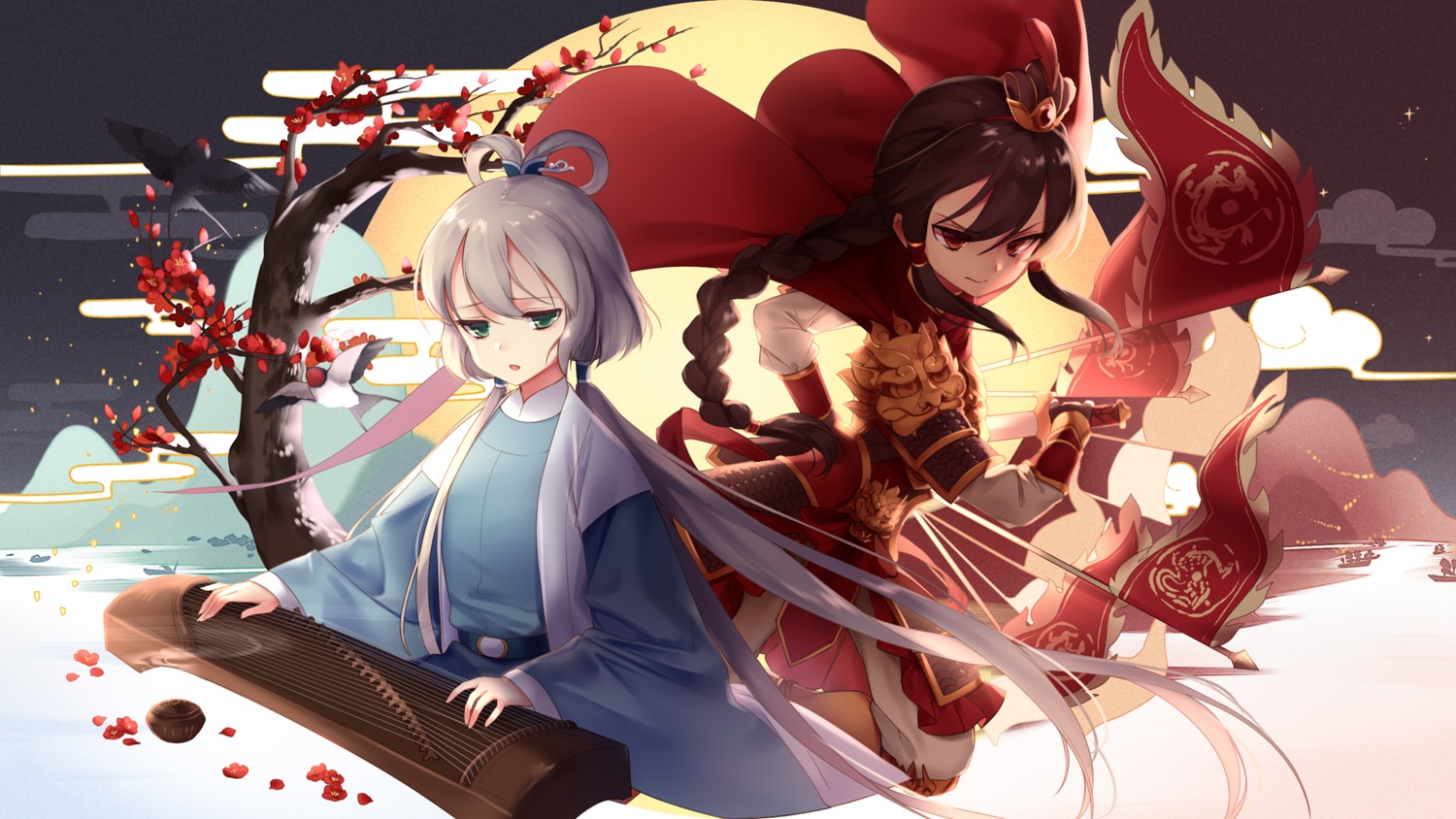 armor asian_clothes kyuri_tizu luo_tianyi sword vocaloid yuezheng_ling