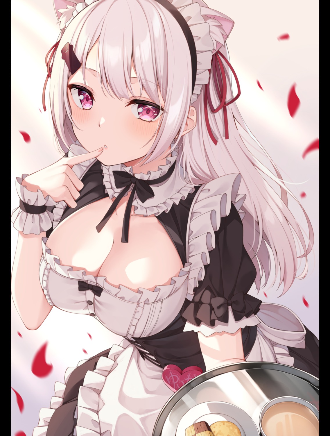 animal_ears cleavage maid nekomimi nijisanji nijisanji_gamers shiina_yuika yuuri_nayuta