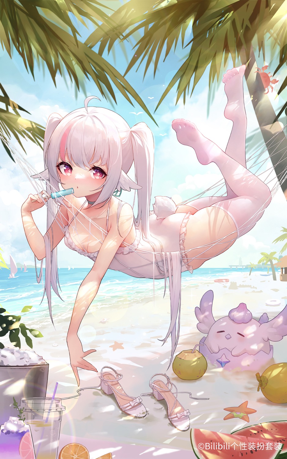 animal_ears loli shebaotower swimsuits tail thighhighs