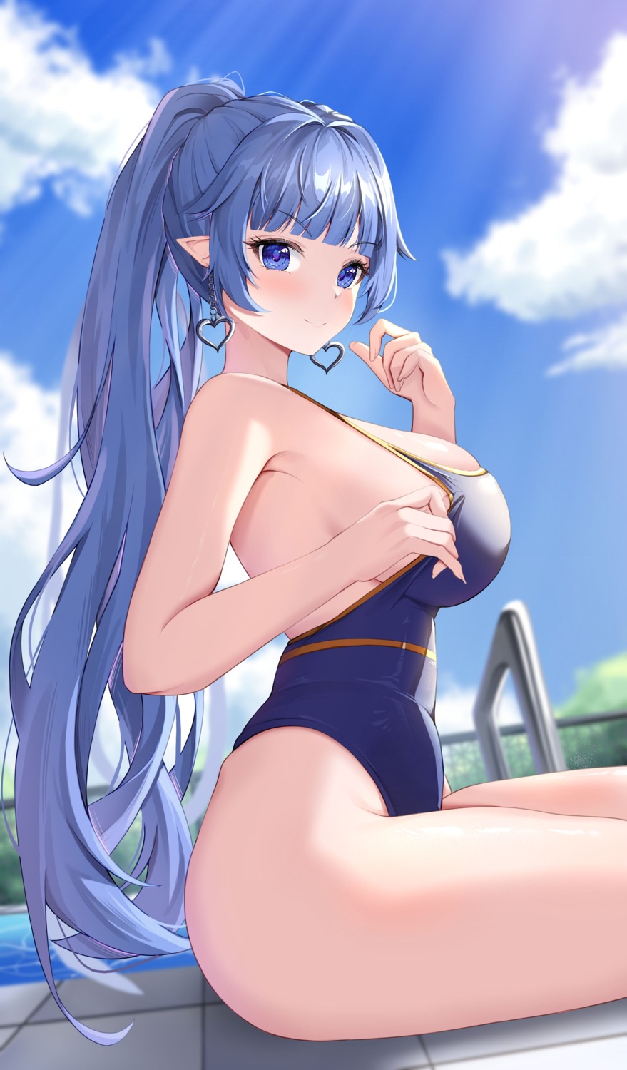 character_pria pointy_ears swimsuits tagme undressing