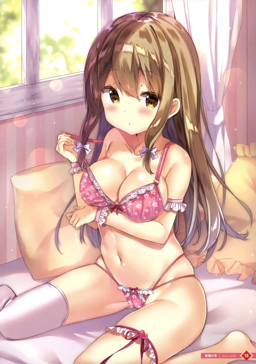 bra breast_hold cameltoe cleavage garter pantsu saeki_sola thighhighs