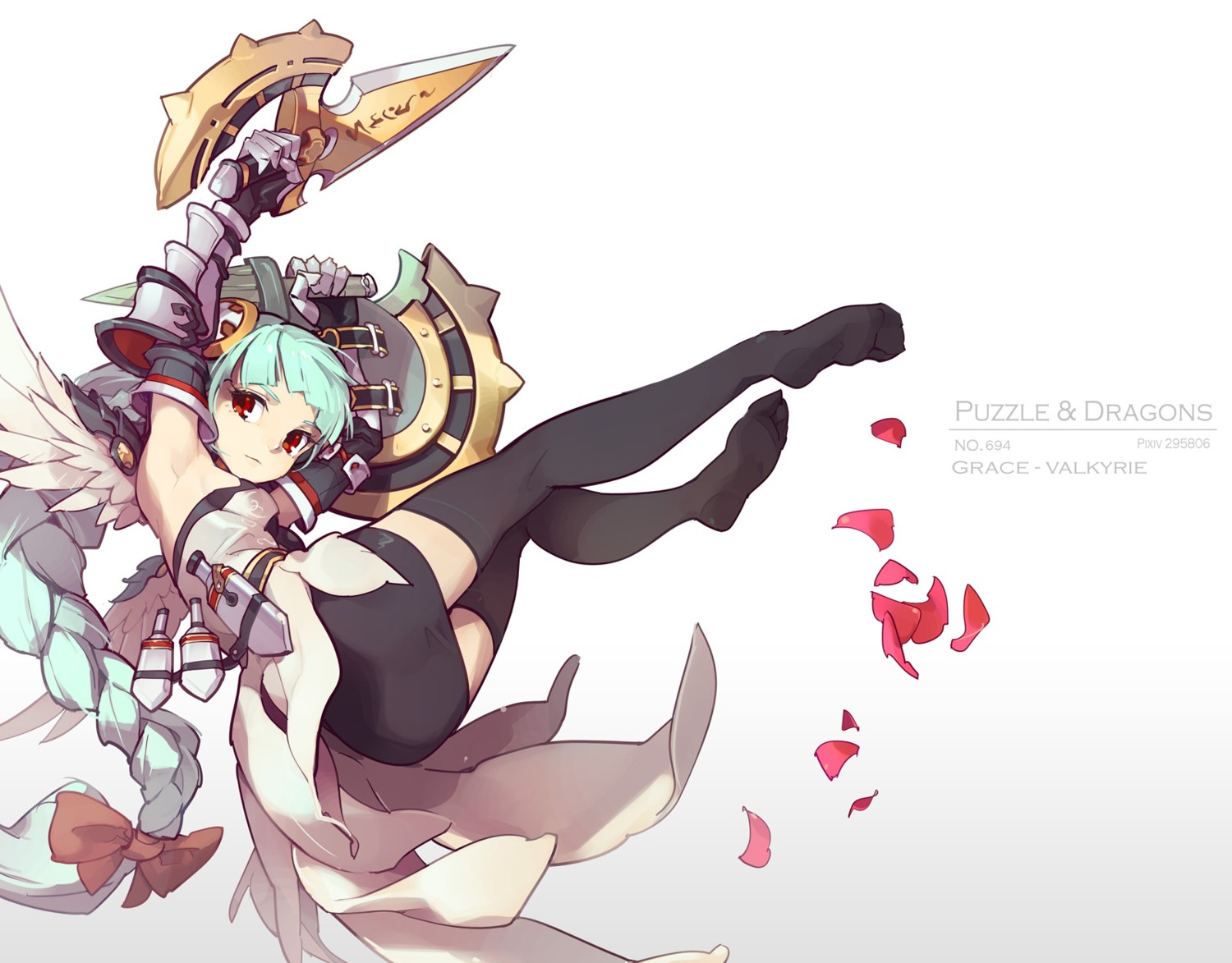 armor puzzle_&_dragons tennohi thighhighs valkyrie_(p&d) weapon