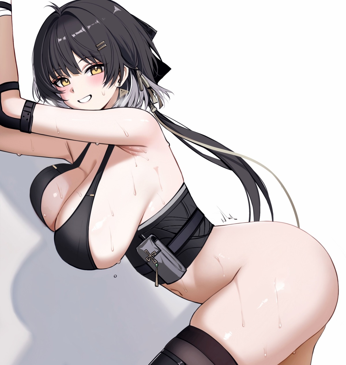 ateoyh bottomless female_rover no_bra thighhighs wet wuthering_waves