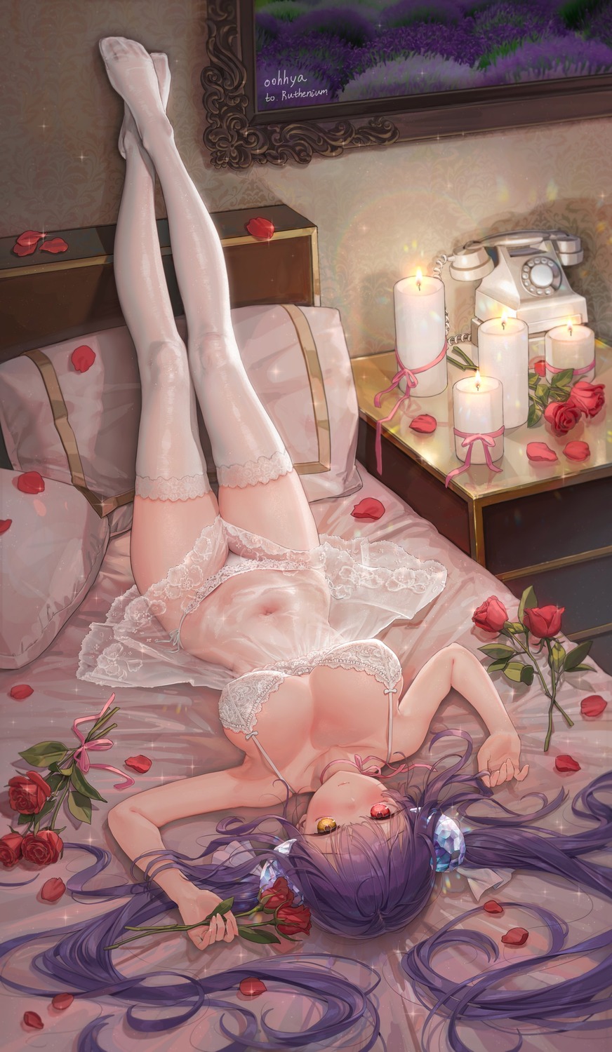 bra heterochromia lingerie oohhya pantsu ruthenium77's_character see_through thighhighs