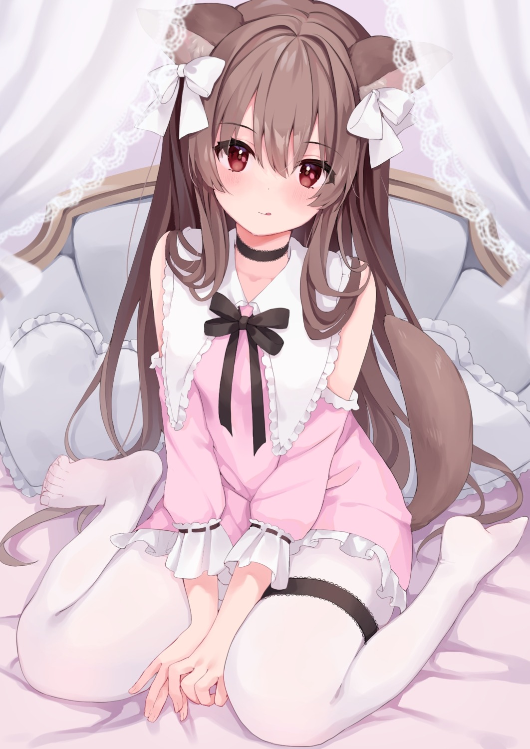 animal_ears dress garter pantyhose shiroha tail