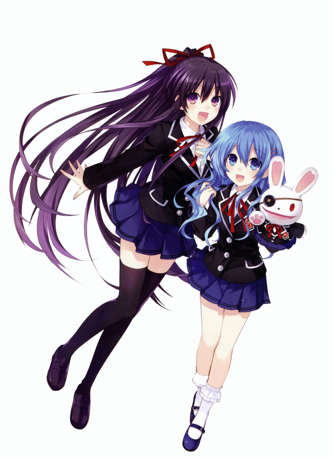 date_a_live eyepatch himekawa_yoshino seifuku thighhighs tsunako yatogami_tooka