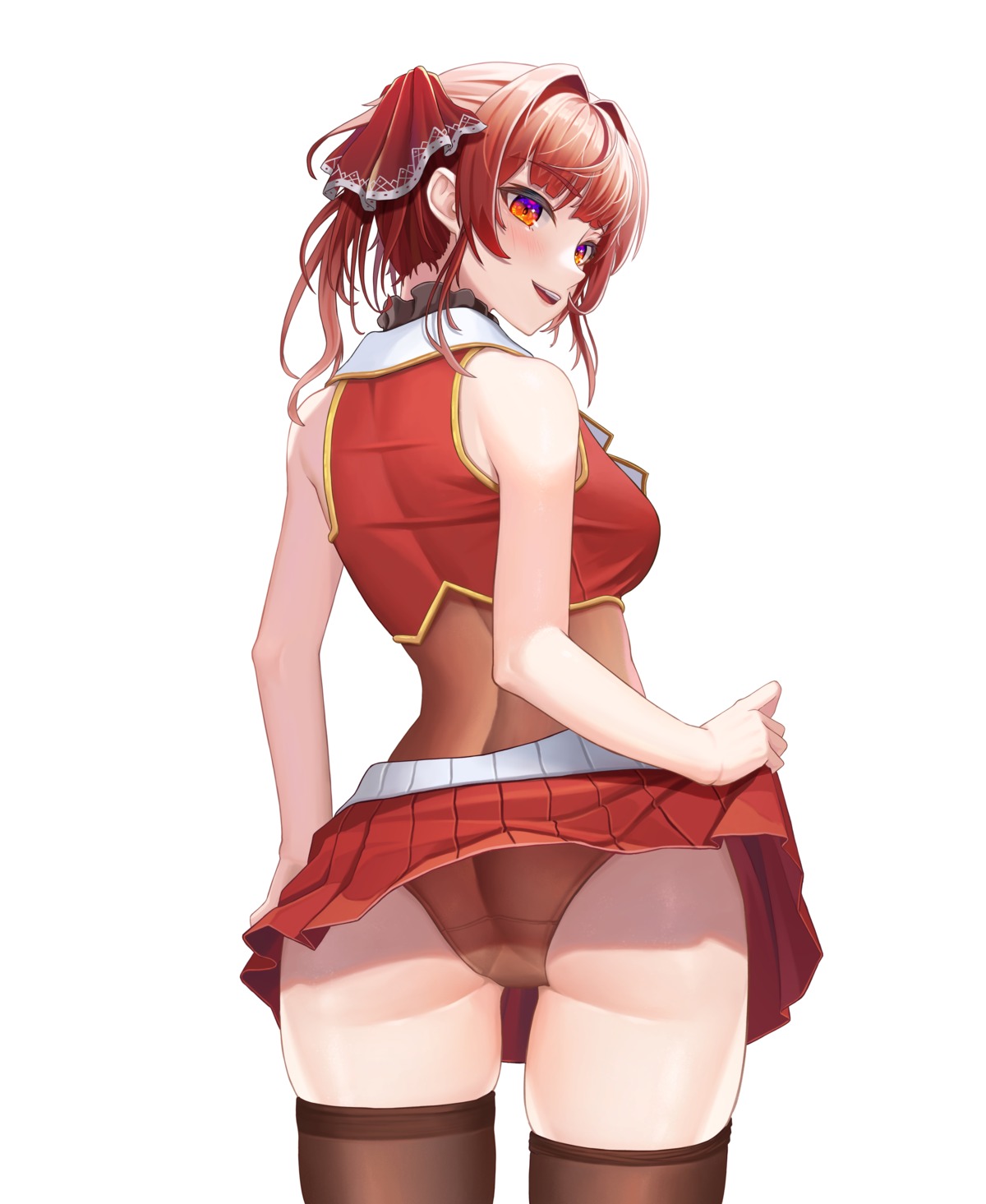 ass bangom_r hololive houshou_marine leotard skirt_lift thighhighs