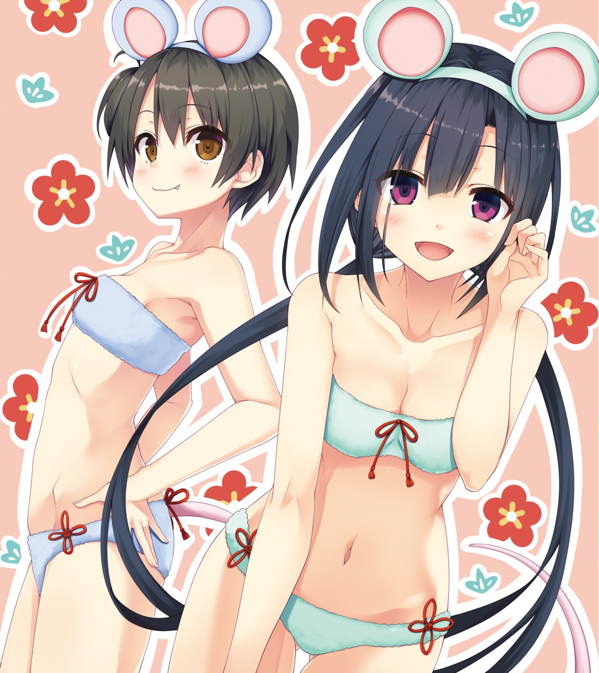 animal_ears bra cleavage cura hayase_fukami lose maitetsu minokasa_nagi pantsu tail