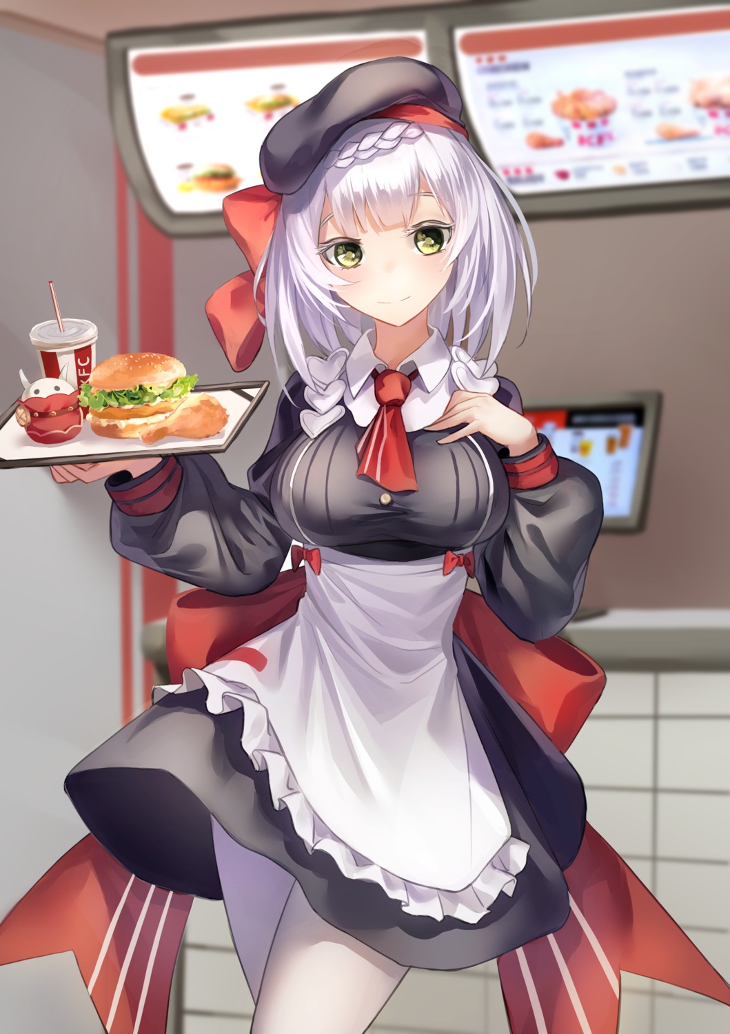 genshin_impact kentucky_fried_chicken noelle_(genshin_impact) pantyhose prothymos waitress