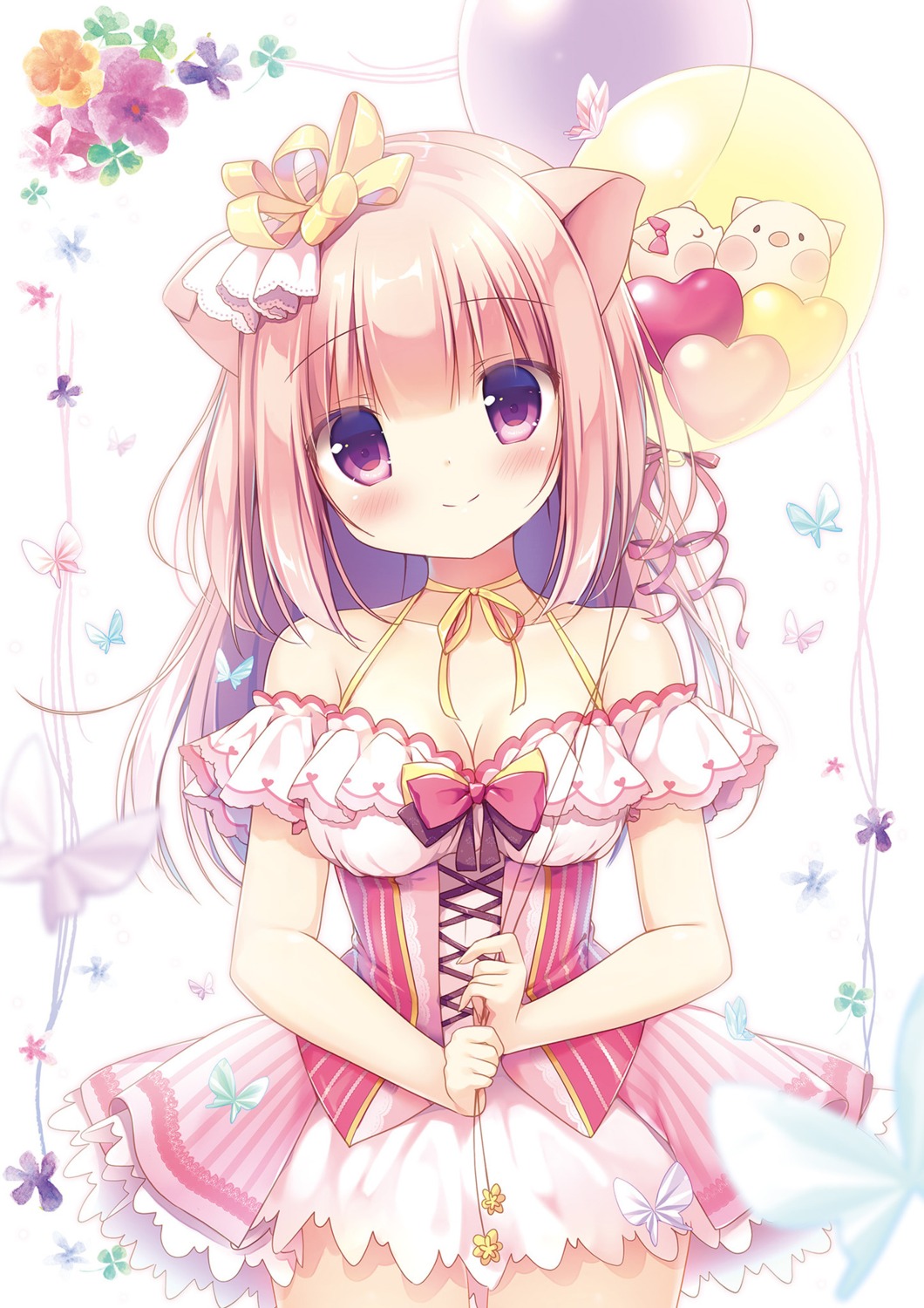 animal_ears canvas+garden cleavage dress miyasaka_nako rowa_(canvas+garden)