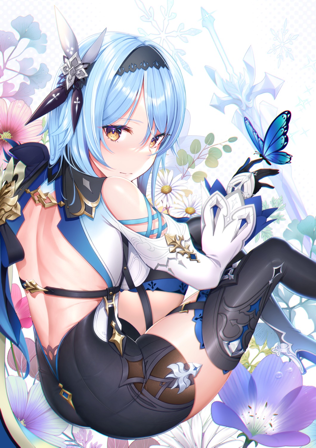 alcoholrang eula garter genshin_impact heels no_bra sword thighhighs