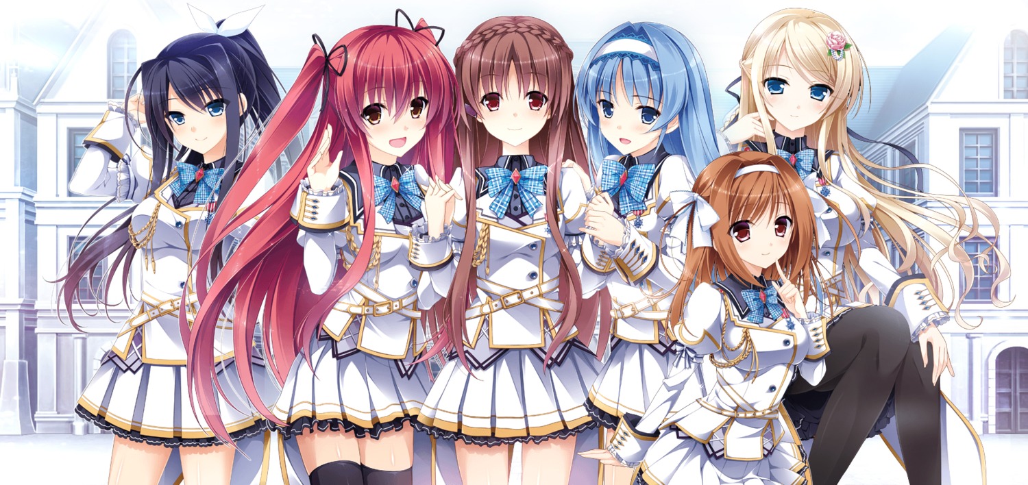 amano_yuu ensemble_(company) kidou_kaede kimishima_ao mitsu_king nakatama_kyou ninomiya_mikoto otome_ga_kanaderu_koi_no_aria pantyhose saijou_ayaka seifuku tenshoin_chikage thighhighs trap tsukahara_izumi yukishiro_kotori zinno