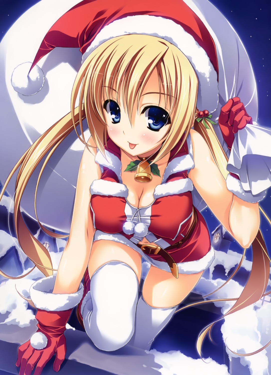 christmas cleavage thighhighs yuuki_hagure