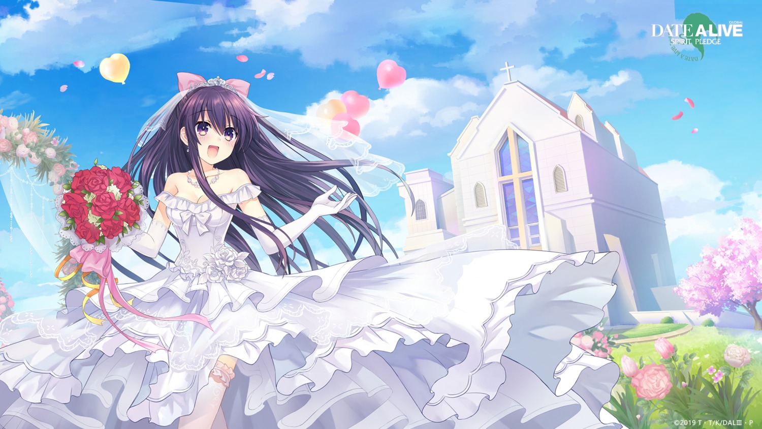 cleavage date_a_live dress garter wallpaper wedding_dress yatogami_tooka