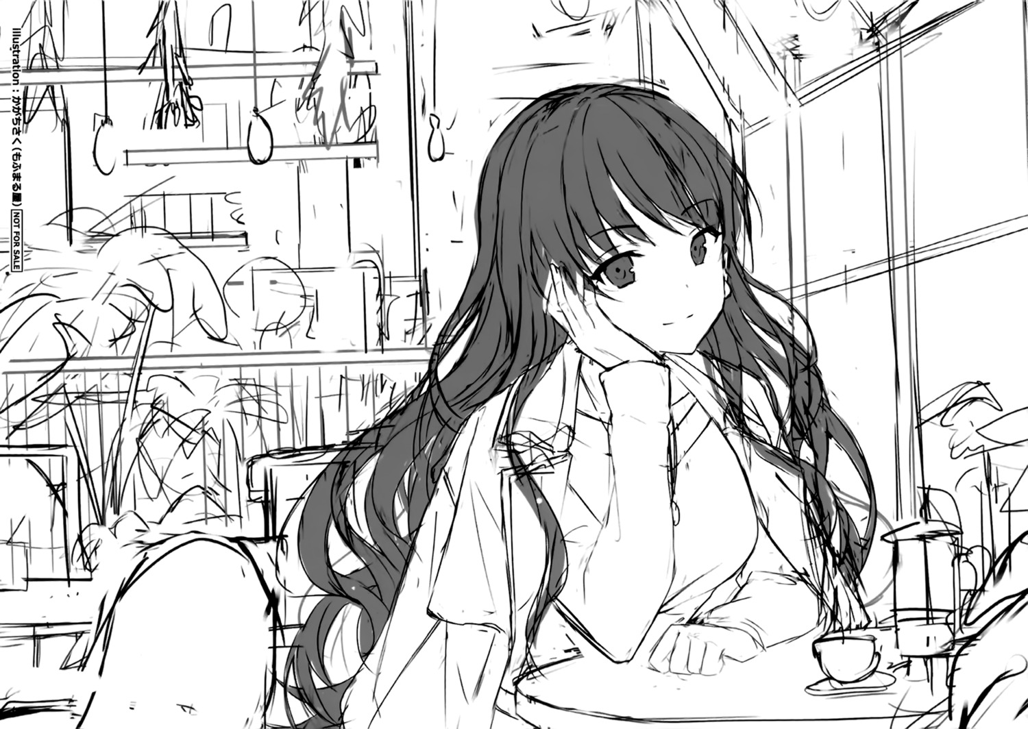 kagachi_saku mofumaruya monochrome sketch