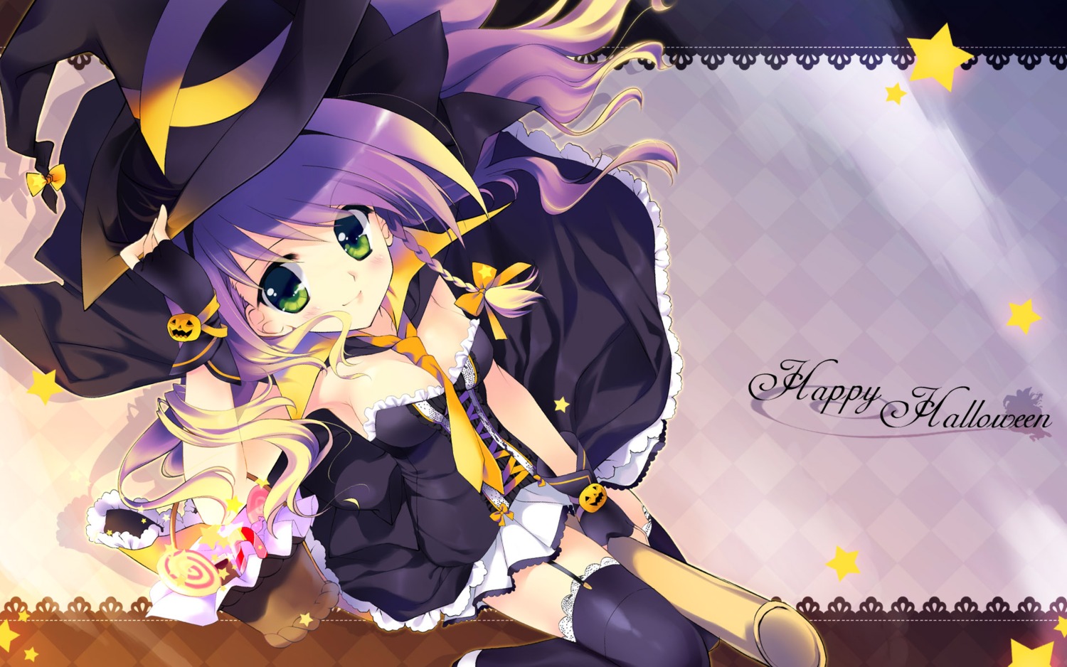 cleavage dress halloween rei thighhighs wallpaper witch