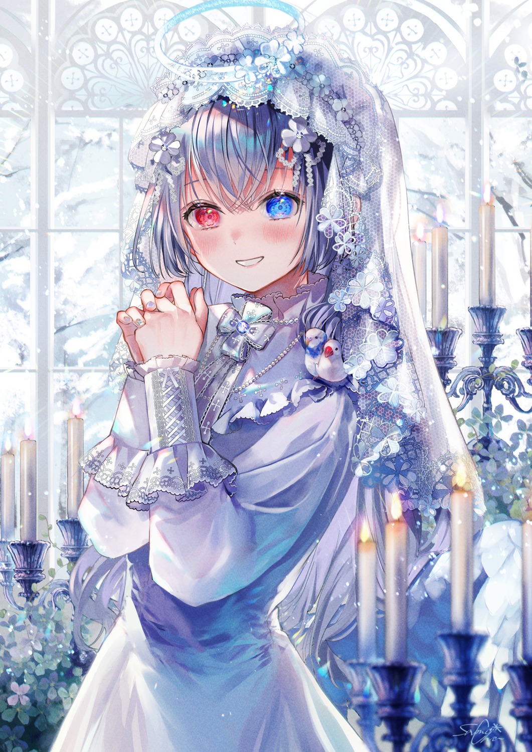 angel dress heterochromia samo_cha