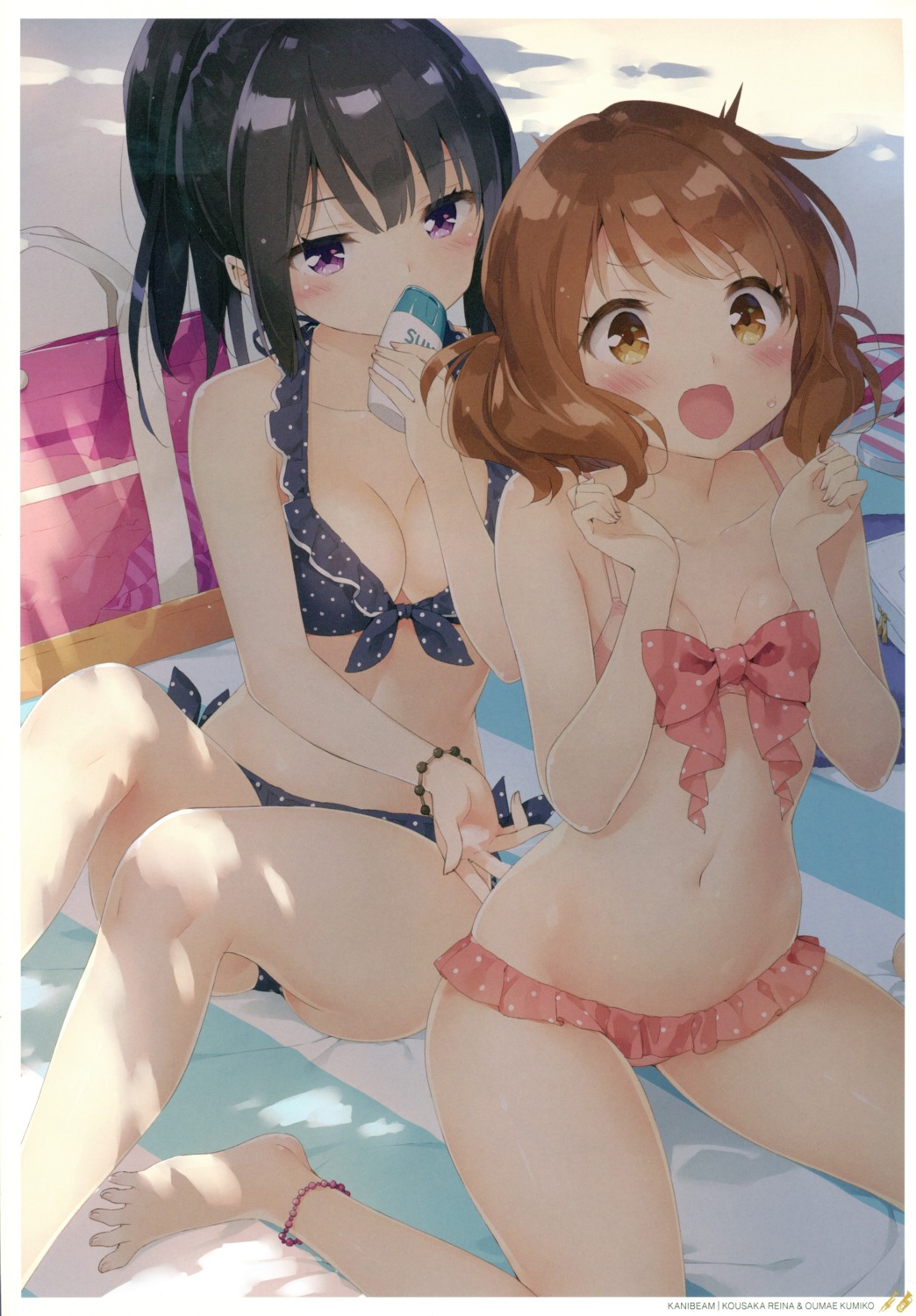 bikini breast_hold cleavage hibike!_euphonium kani_biimu kousaka_reina oumae_kumiko screening swimsuits