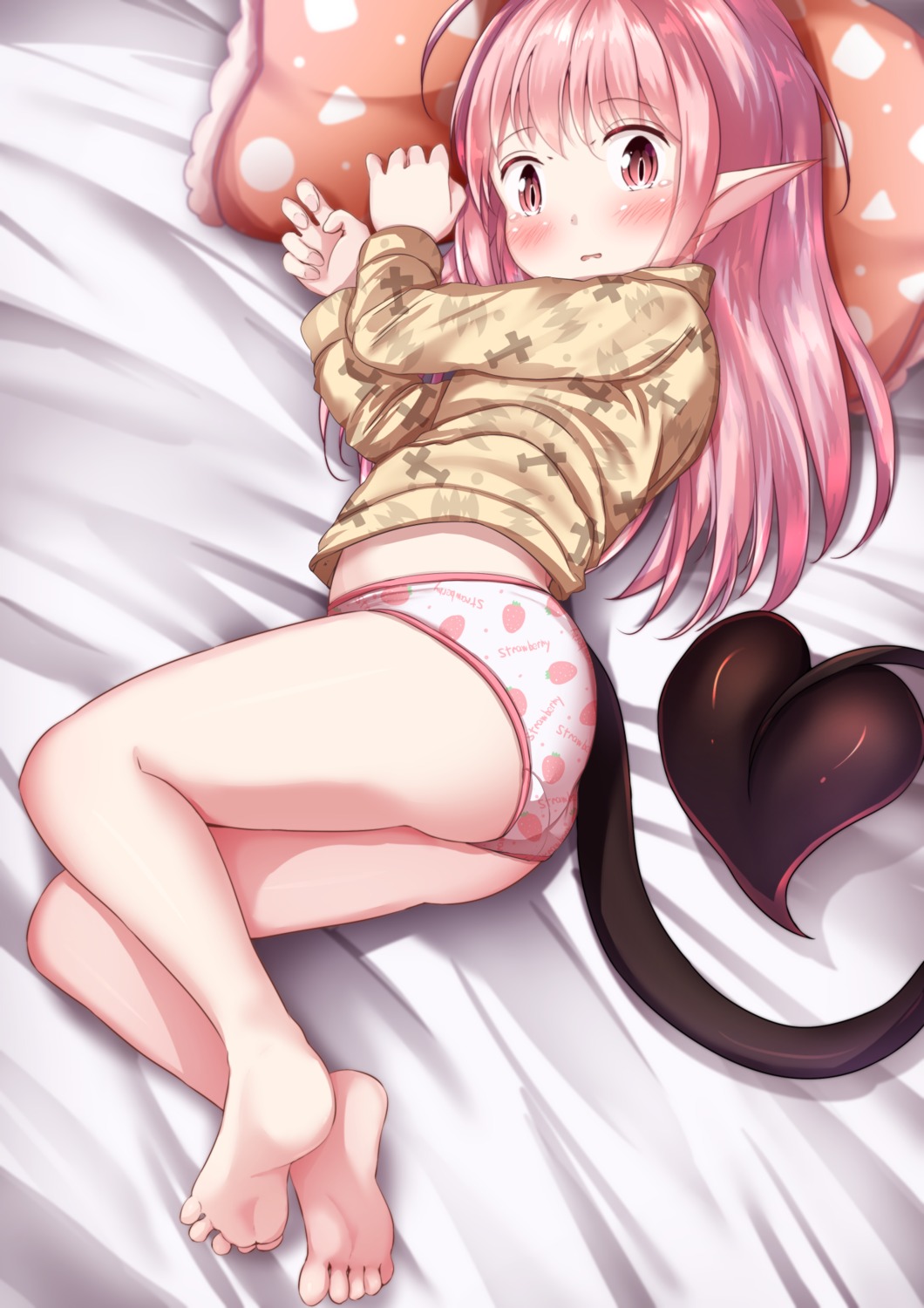 ass feet loli mochiyuki pajama pantsu pointy_ears tail