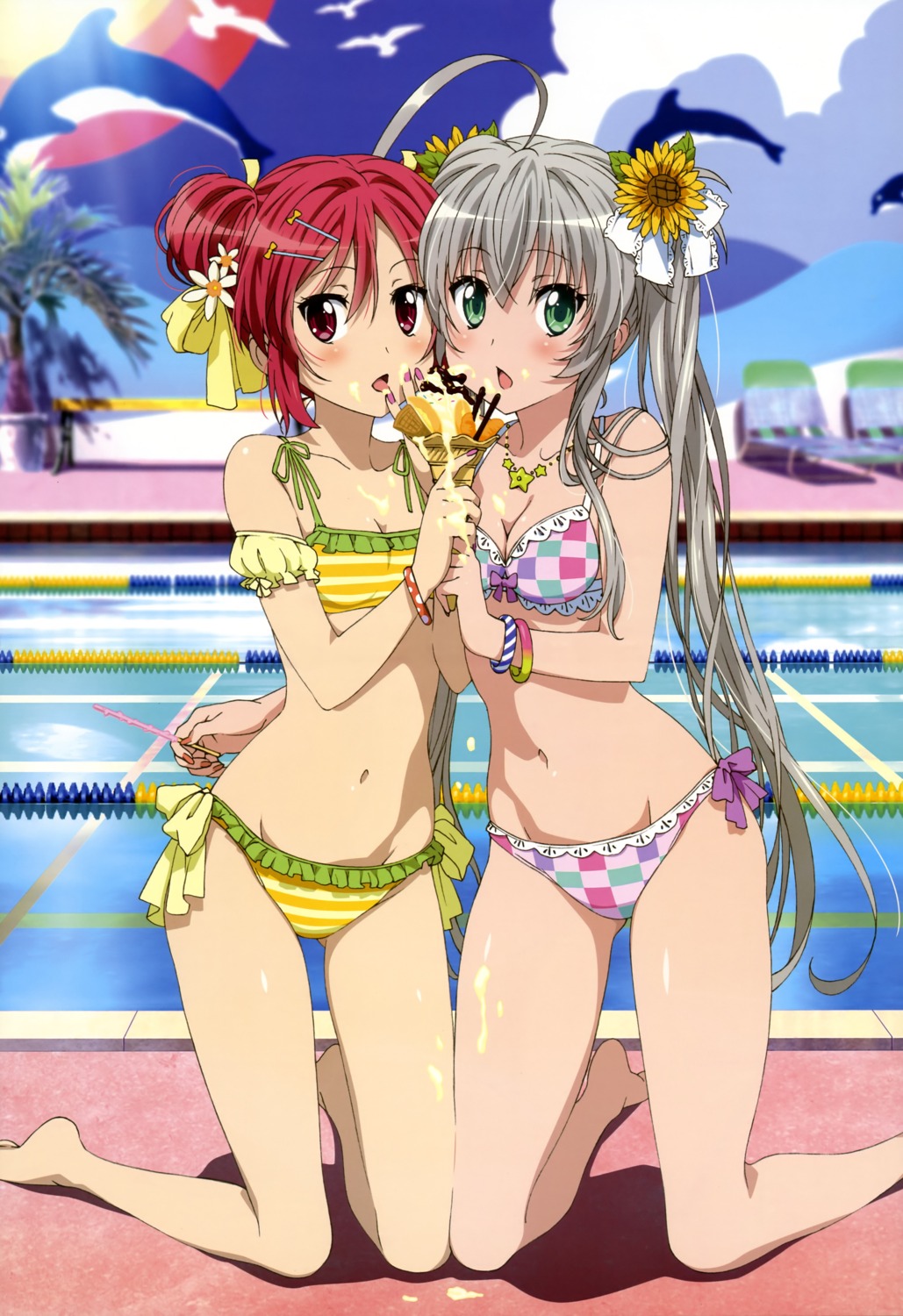 bikini cleavage cream haiyore!_nyaruko-san kuuko_(haiyore_nyaruko-san) nyaruko oomori_mami swimsuits