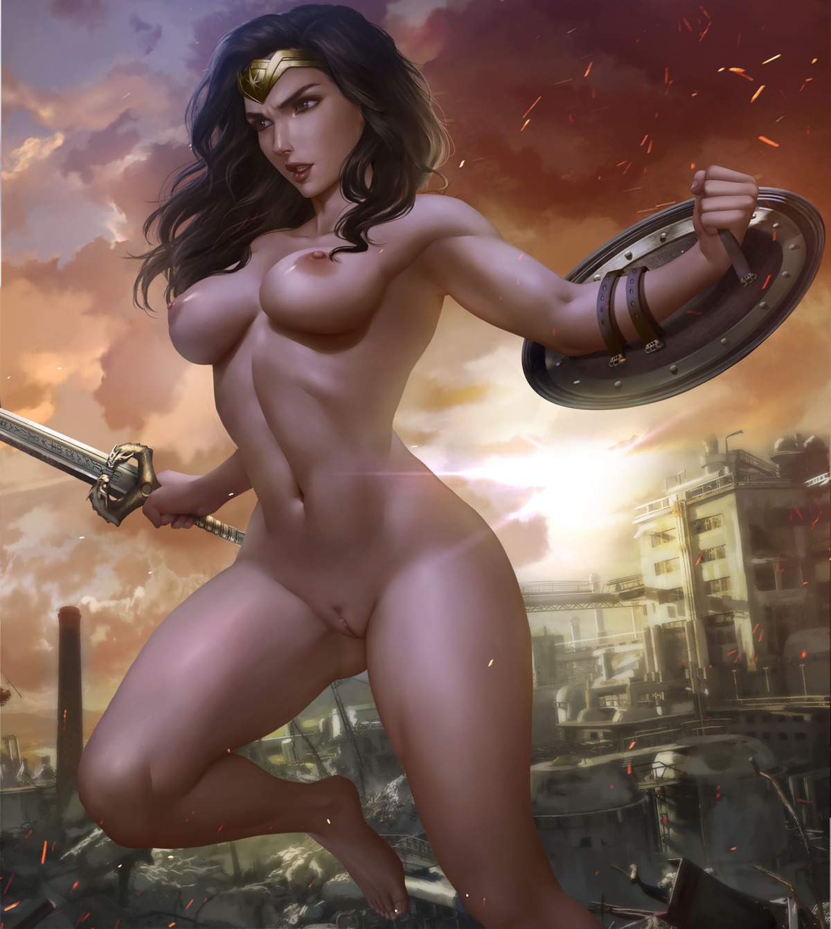 logan_cure naked nipples pubic_hair pussy sword uncensored wonder_woman wonder_woman_(character)