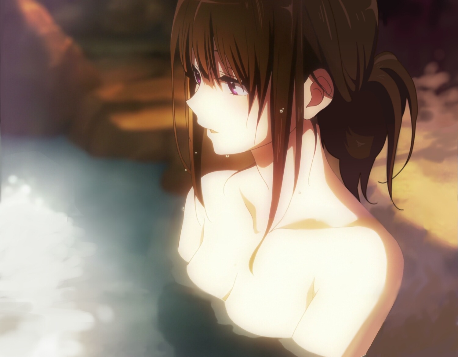 bathing cap chitanda_eru hyouka onsen photoshop topless wet
