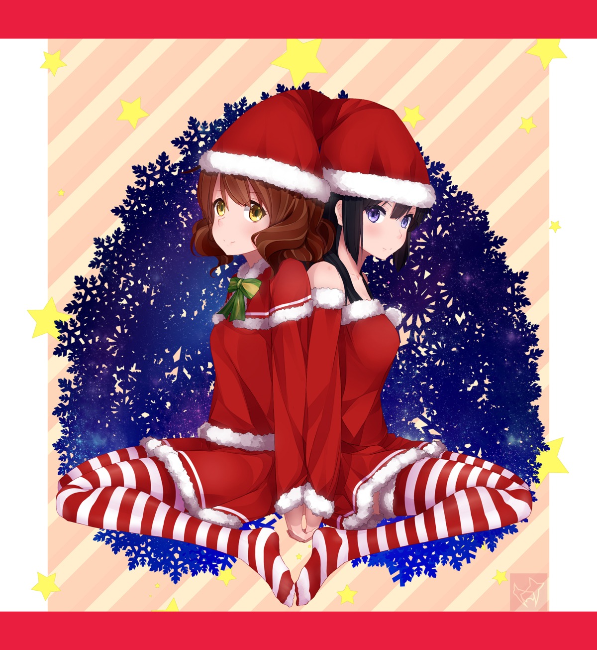 christmas dougedou_(twt） dress hibike!_euphonium kousaka_reina oumae_kumiko pantyhose thighhighs