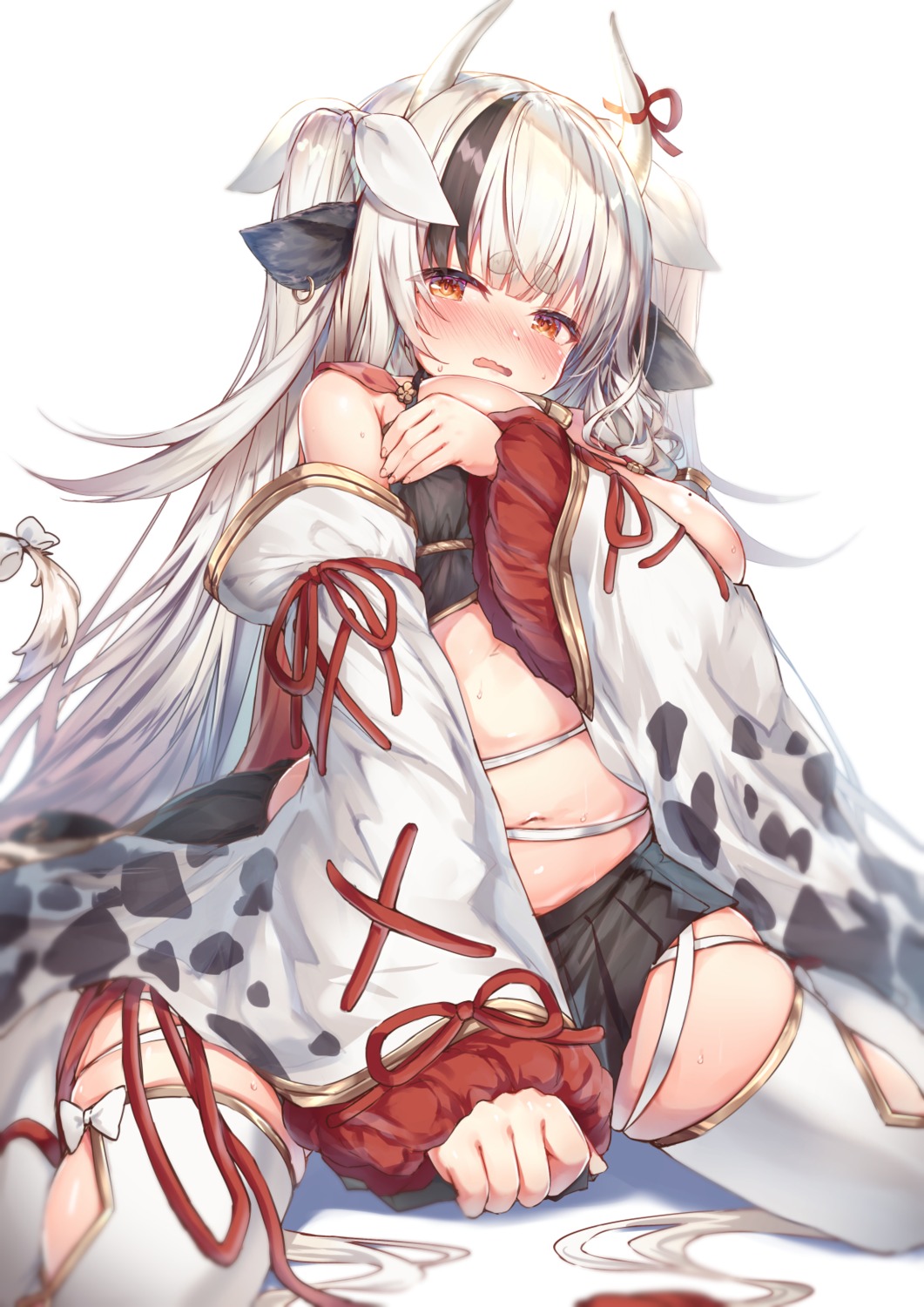 animal_ears horns japanese_clothes tail thighhighs topia